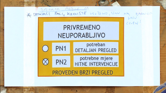 Nalaz "brzog pregleda" nakon potresa (22.3.2020.) za zgradu u Adžijinoj ulici [VR 2020.]